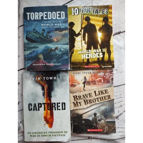lot of 4 WWII books Captured Torpedoed true tales brave like my brother - Picture 1 of 9